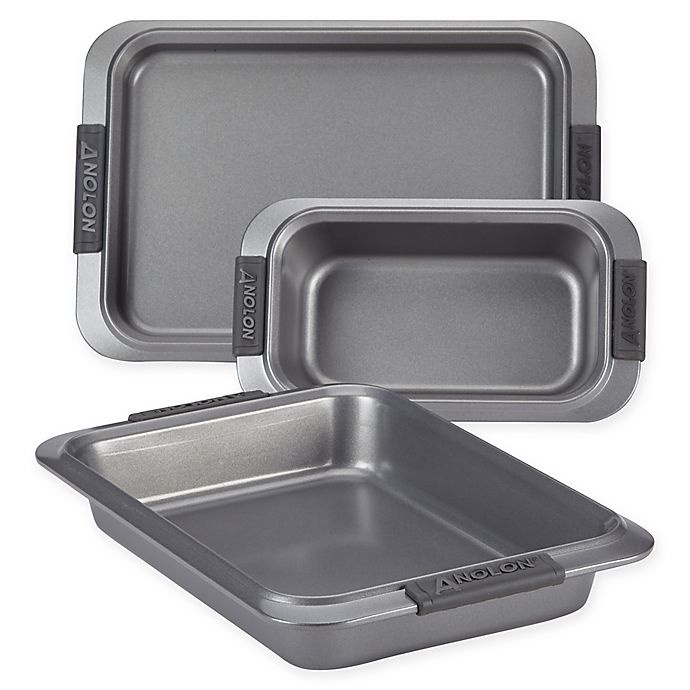 slide 1 of 6, Anolon Analon Nonstick Bakeware Set - Grey, 3 ct