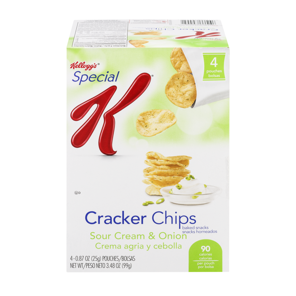 slide 1 of 1, Kellogg's Special K Cracker Chips Pouches Sour Cream & Onion, 4 ct; 0.87 oz
