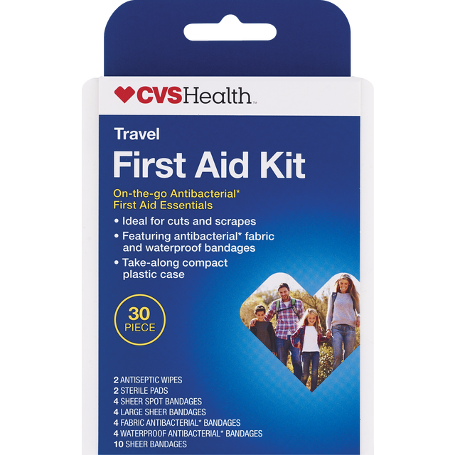 slide 1 of 1, CVS First Aid Kit Travel Antibacterial Essentials 20-Piece, 1 ct