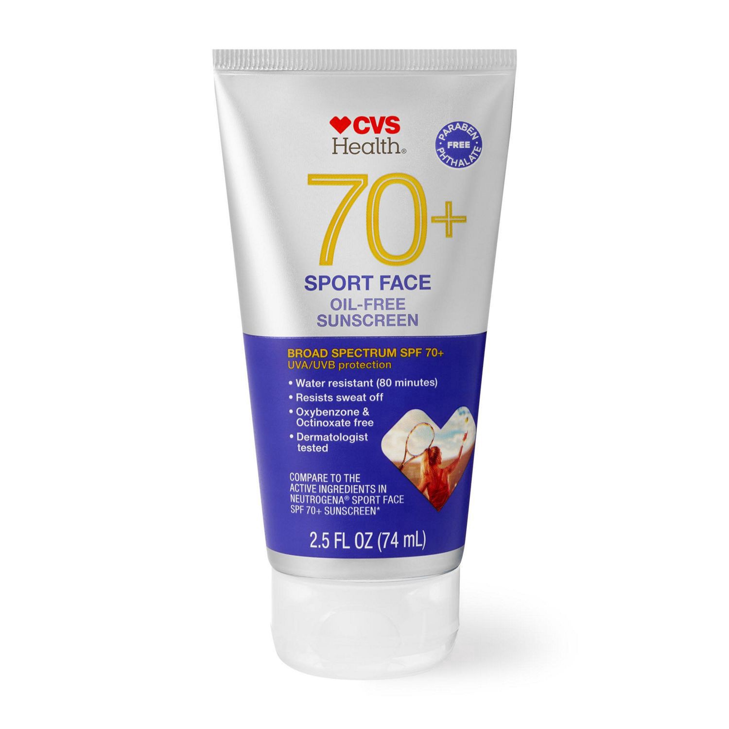 slide 1 of 1, Cvs Health Sport Sunscreen, Face Spf 70, 2.5 oz