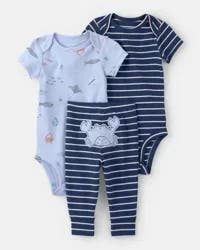 Carter's Baby Boy 3-Piece Sea Animal Bodysuits & Pant Set - Blue - 6M