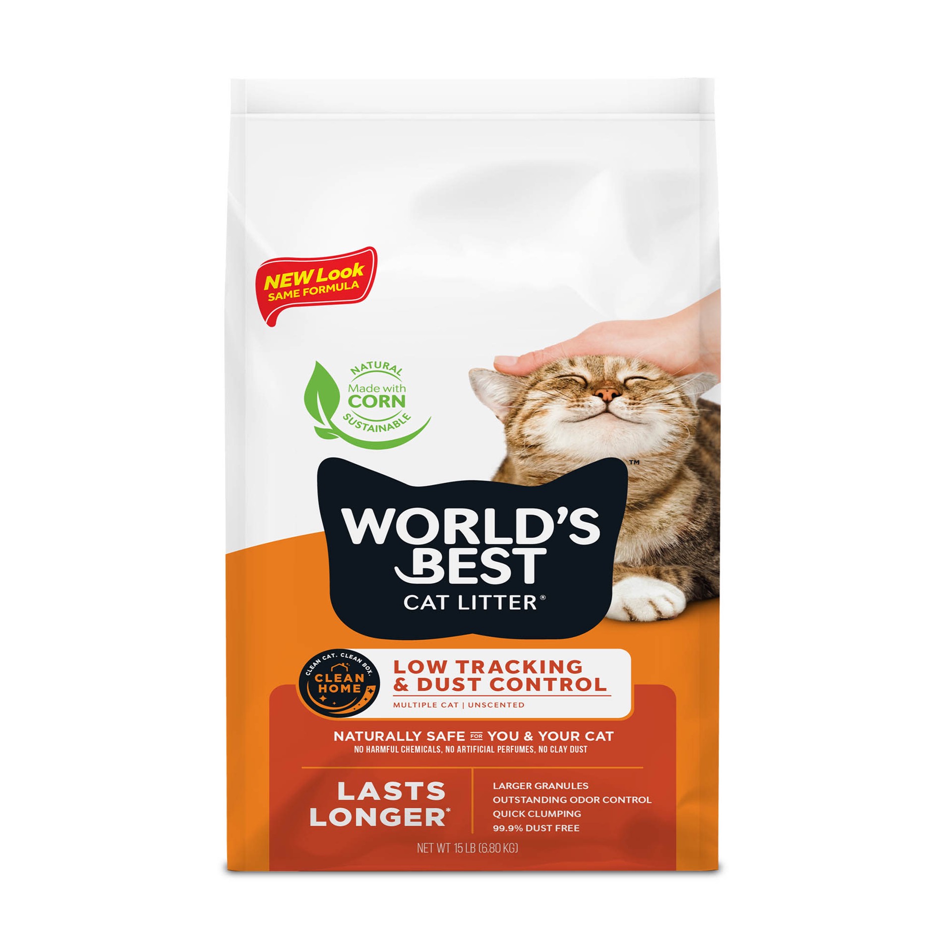 slide 1 of 7, World's Best Cat Litter World’s Best Cat Litter Low Tracking & Dust Control Multiple Cat Unscented, 15 lb, 15 lb