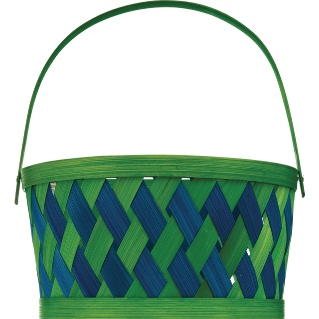 slide 1 of 1, Cottondale Rnd Bamboo Hdle Basket-Green/Blue, 1 ct