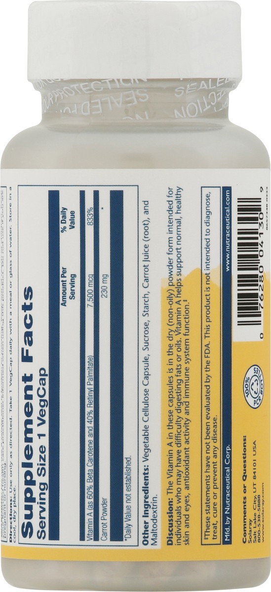 slide 5 of 9, Solaray Dry Form Vitamin A 7500 Mcg, 60 ct