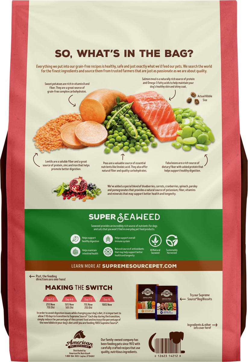 slide 2 of 3, Supreme Source Grain-Free Super-Premium Salmon Meal and Sweet Potato Recipe Dog Food 11 lb, 11 lb