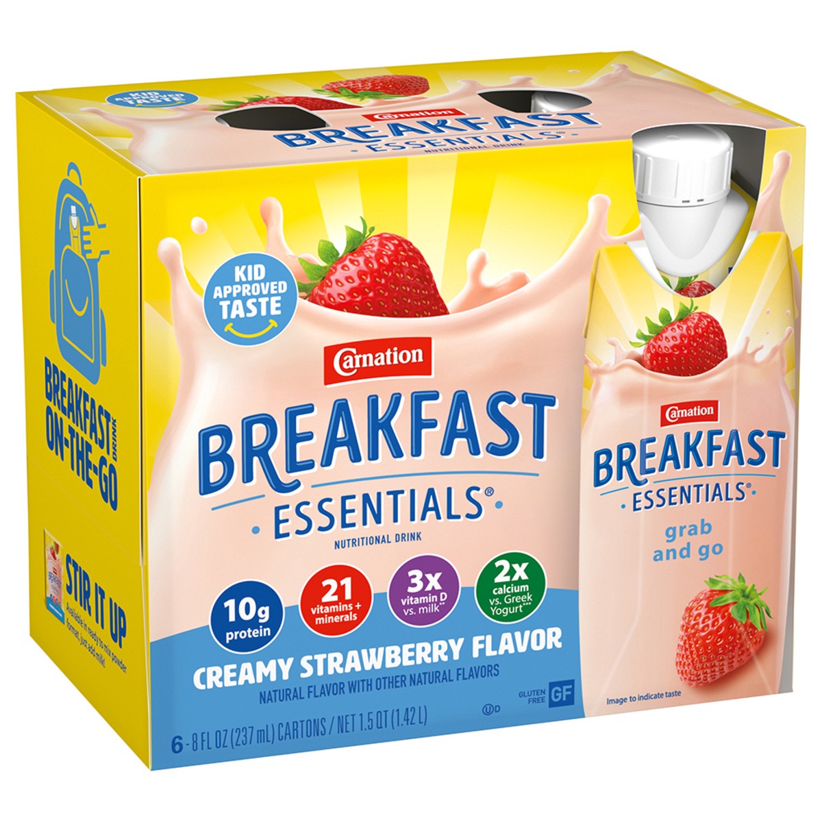 slide 6 of 9, Carnation Breakfast Essentials Creamy Strawberry Nutritional Drink 6 - 8 fl oz Cartons, 1.5 qt