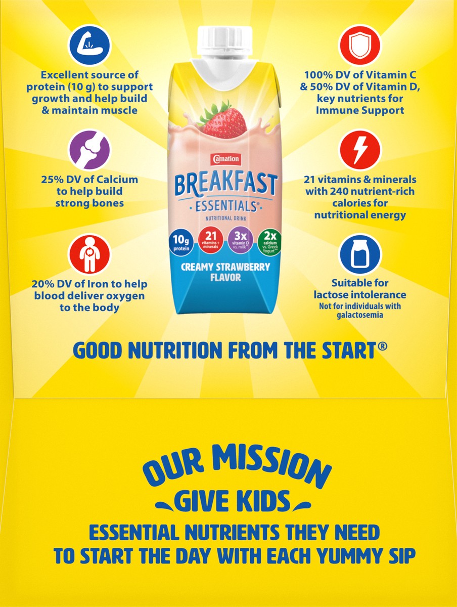 slide 3 of 9, Carnation Breakfast Essentials Creamy Strawberry Nutritional Drink 6 - 8 fl oz Cartons, 1.5 qt