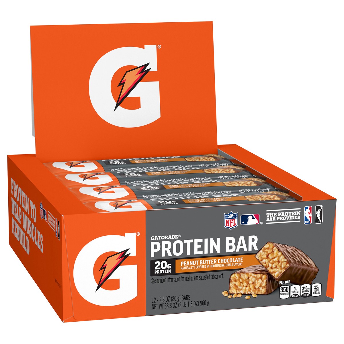 slide 3 of 3, Gatorade Protein Bar Peanut Butter Chocolate 2.8 Oz 12 Count, 12 ct