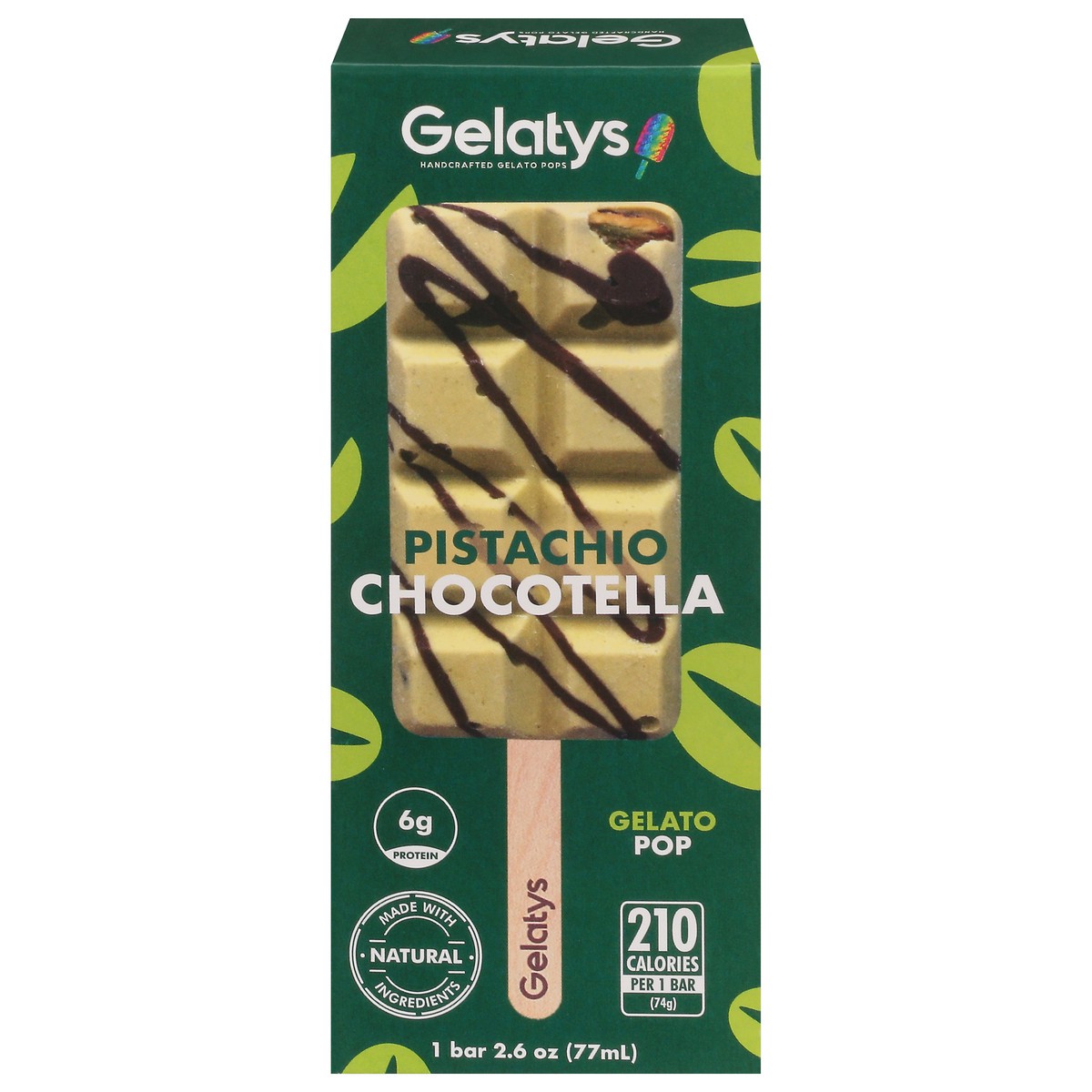 slide 1 of 9, Gelatys Handcrafted Gelato Pop - Pistachio Chocotella, 2.10 fl oz