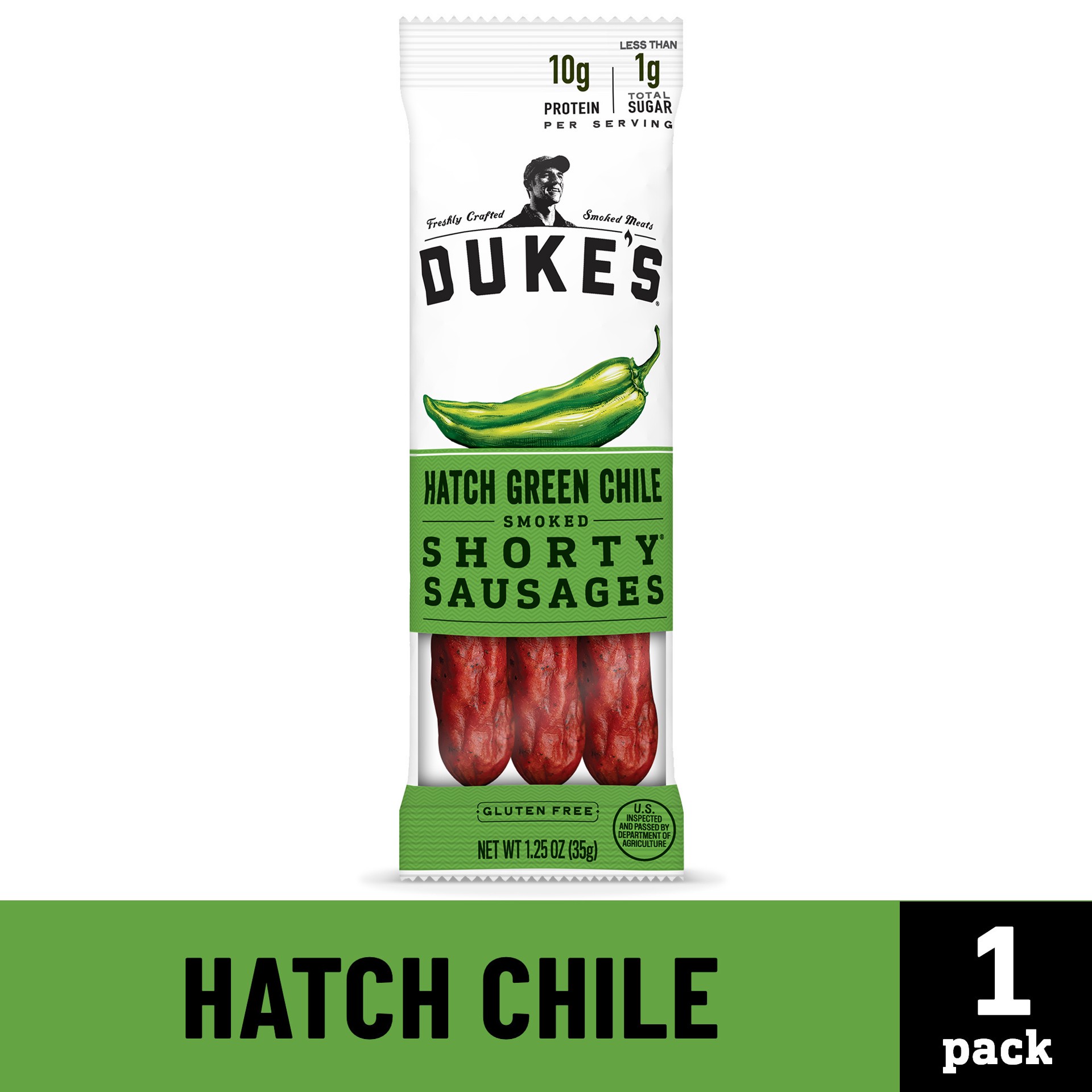slide 1 of 5, Duke's Hatch Green Chile Smoked Shorty Sausages, 1.25 oz., 1.25 oz