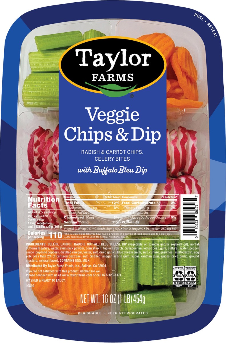 slide 6 of 7, Taylor Farms Veggie Chips & Dip Vegetable Tray, 16 oz