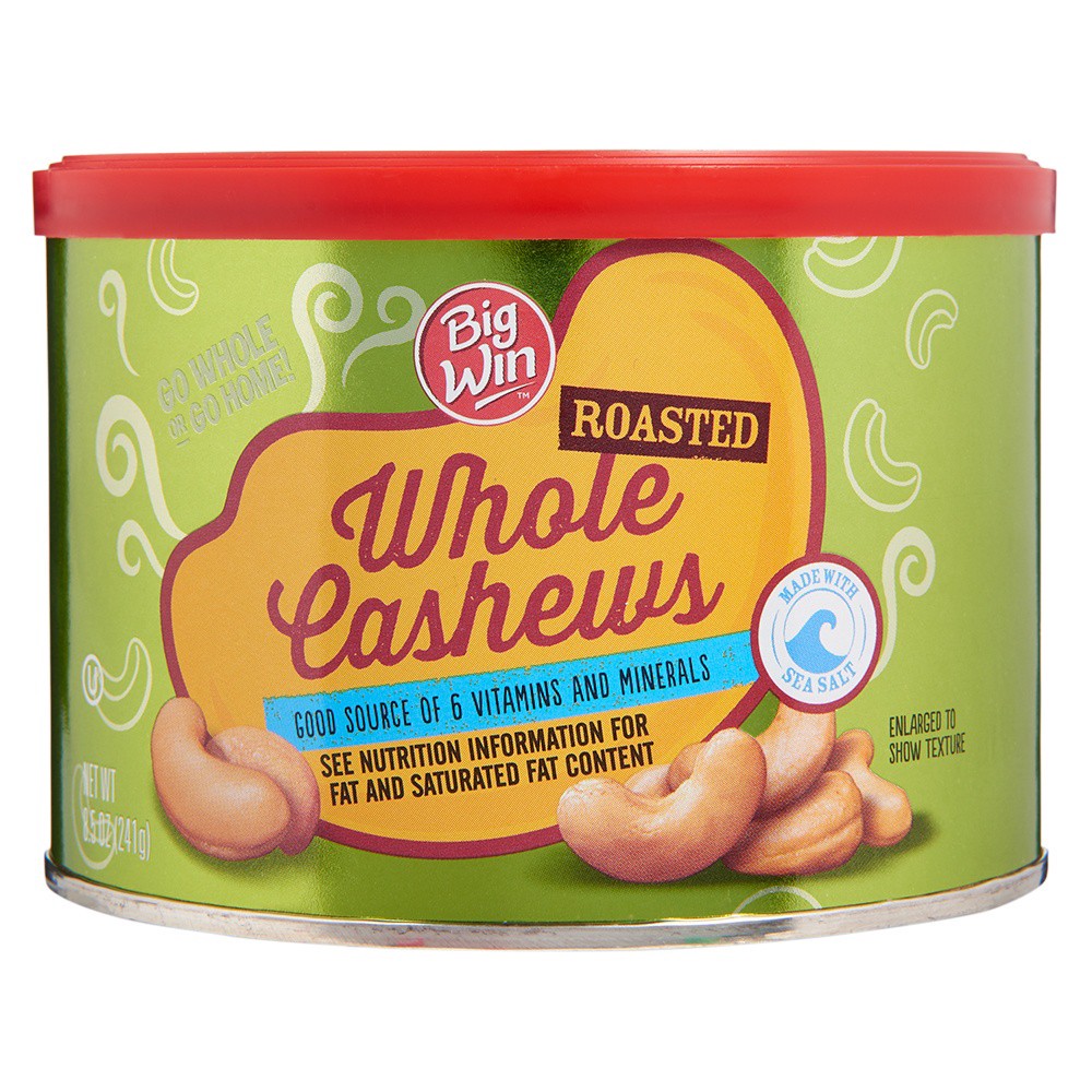 slide 1 of 3, Big Win Whole Cashews Lightly Salted, 8.5 oz