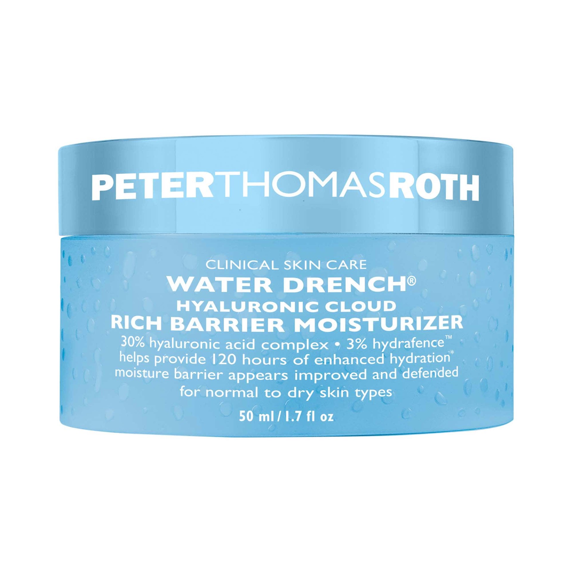 slide 1 of 9, Peter Thomas Roth Water Drench® Hyaluronic Cloud Rich Barrier Moisturizer 1.7 oz / 50 mL,