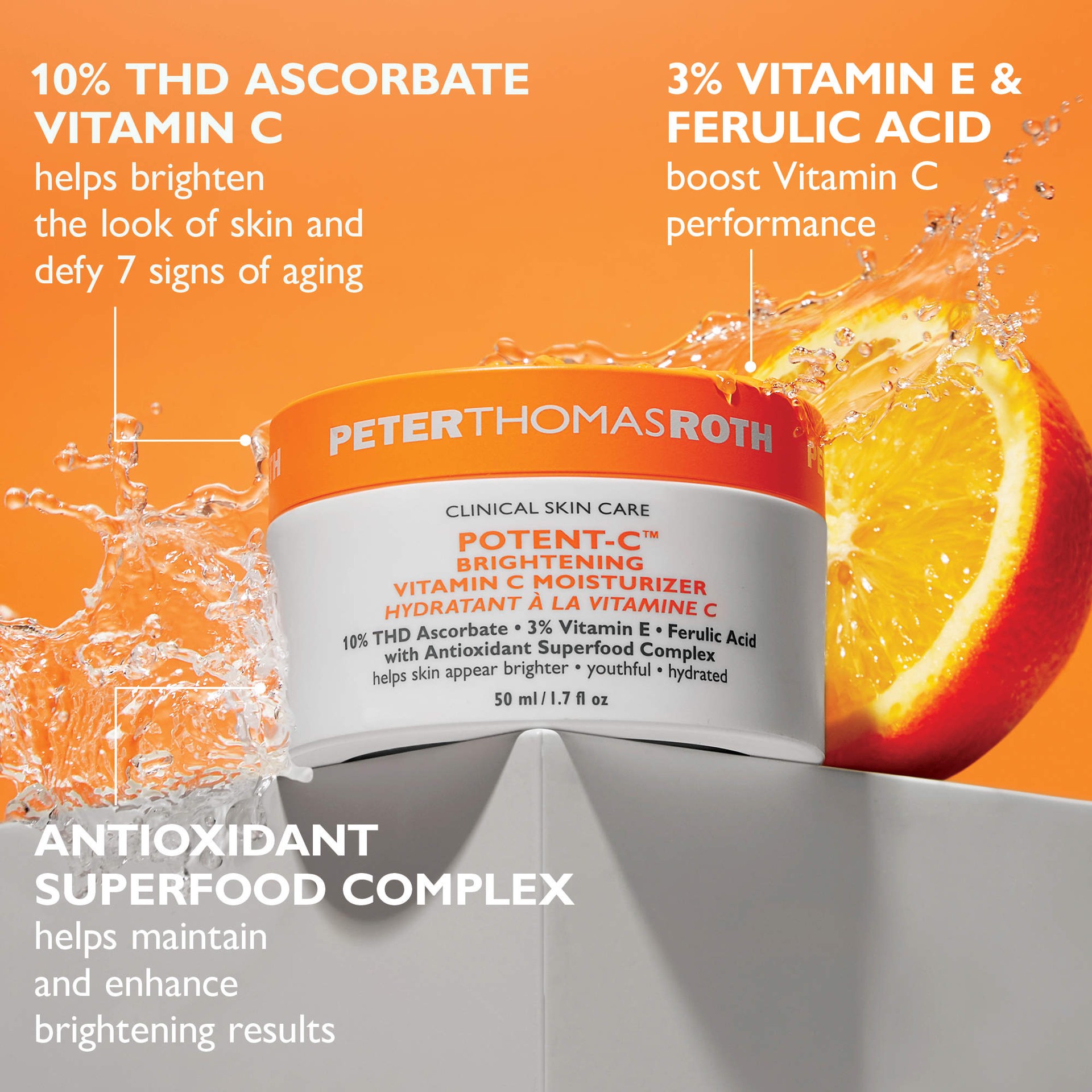 slide 4 of 6, Peter Thomas Roth Potent-C Brightening Vitamin C Moisturizer 1.7 oz / 50 mL,