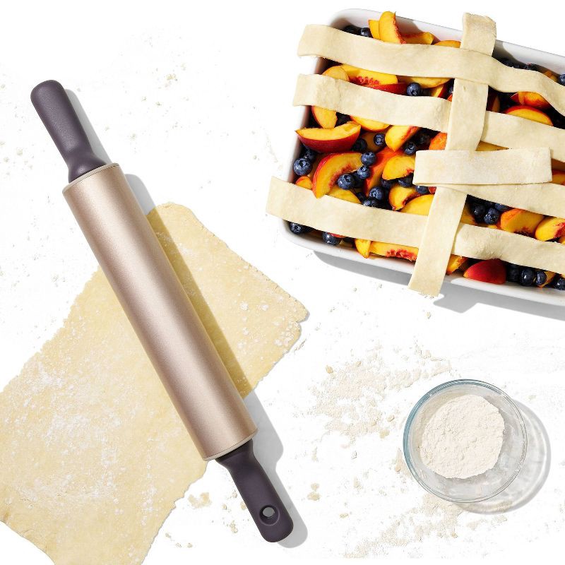 slide 6 of 6, OXO Non Stick Rolling Pin: Stainless Steel, Dishwasher-Safe, 18.5" Length, Handled for Baking, 1 ct