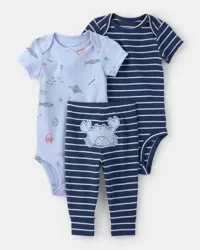Carters Baby Boy 3-Piece Sea Animal Bodysuits & Pant Set - Blue Blue NB