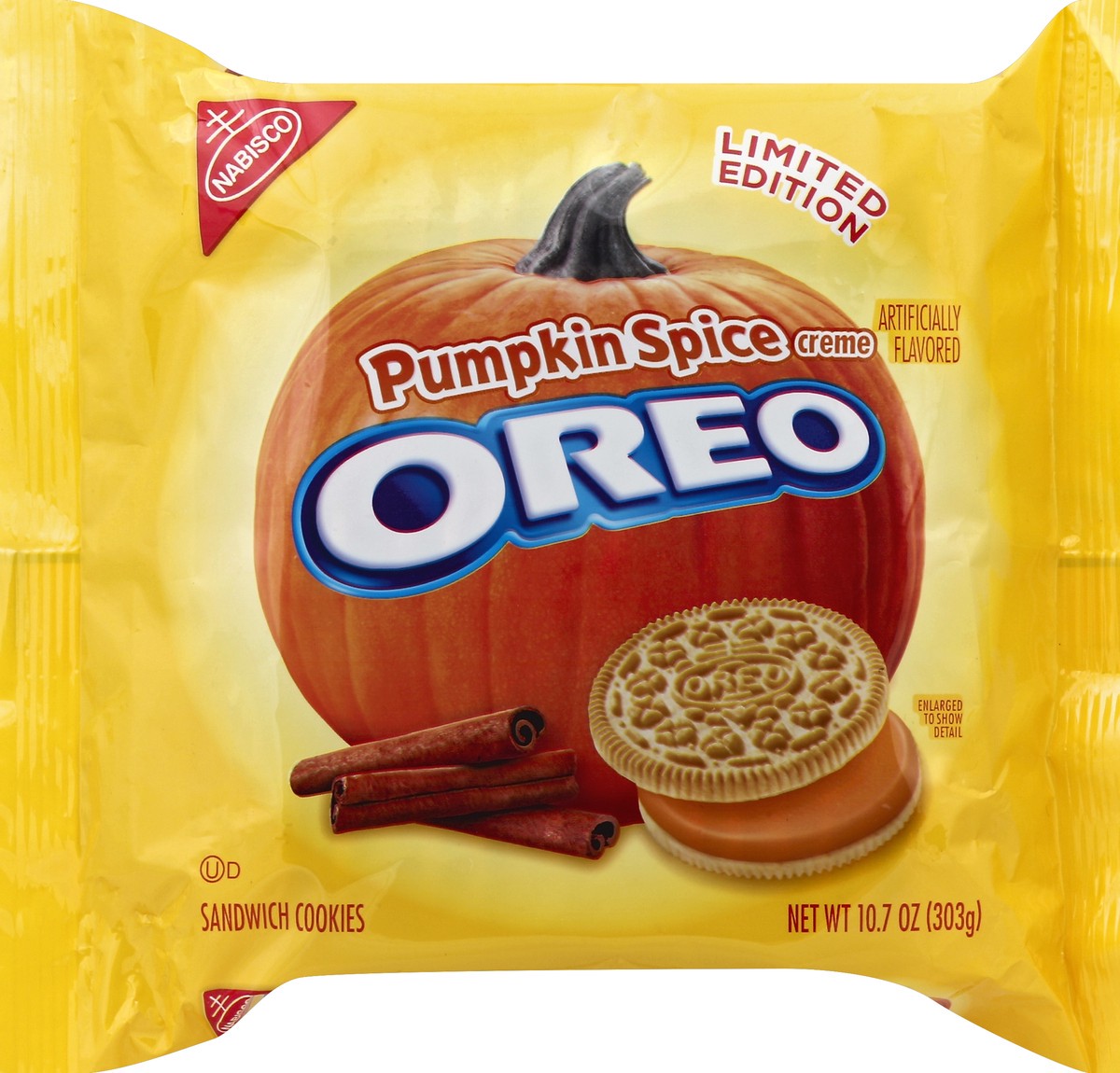 slide 2 of 6, Oreo Pumpkin Spice Sandwich Cookies, 1 package (10.7oz), 0.7 lb