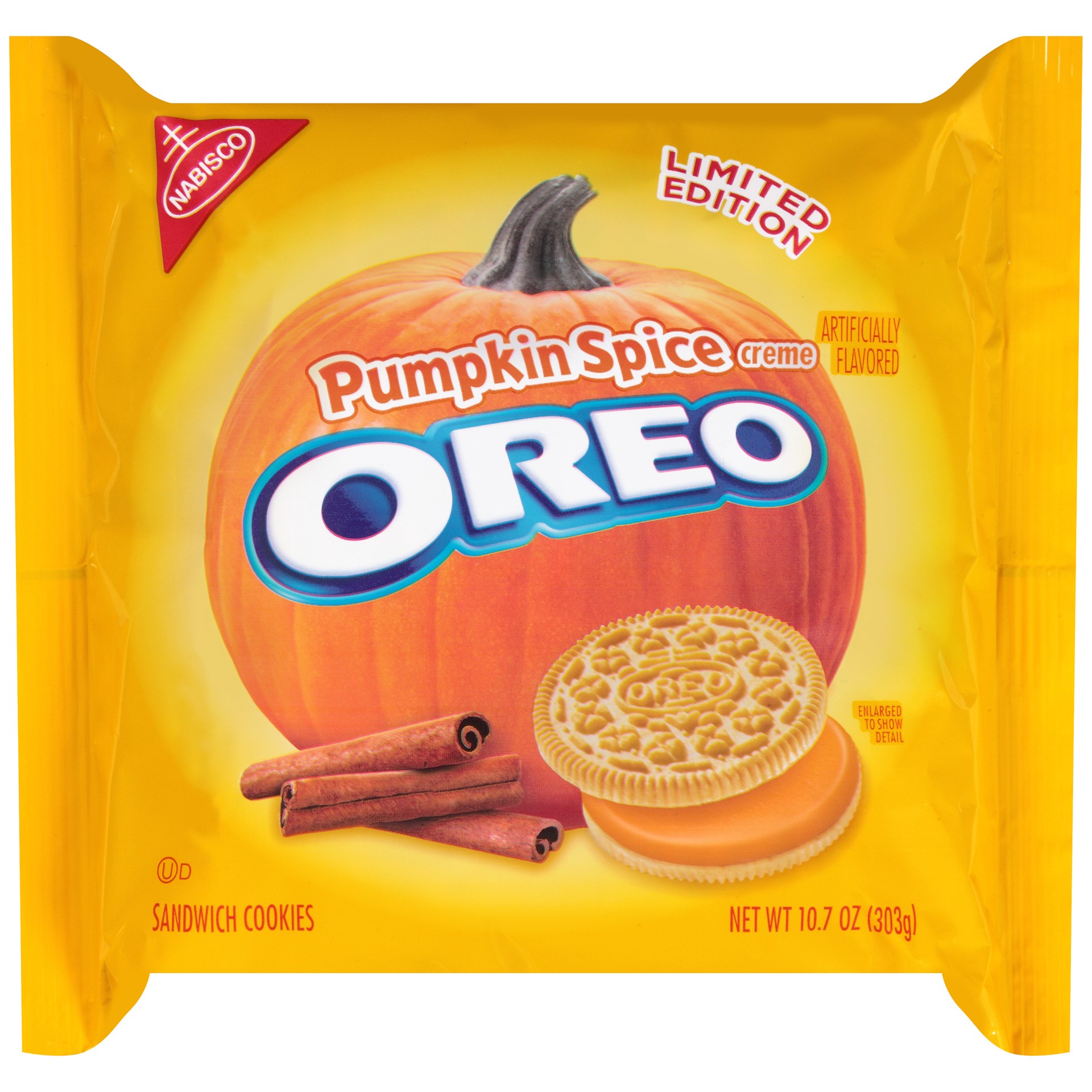 slide 1 of 6, Oreo Pumpkin Spice Sandwich Cookies, 1 package (10.7oz), 0.7 lb