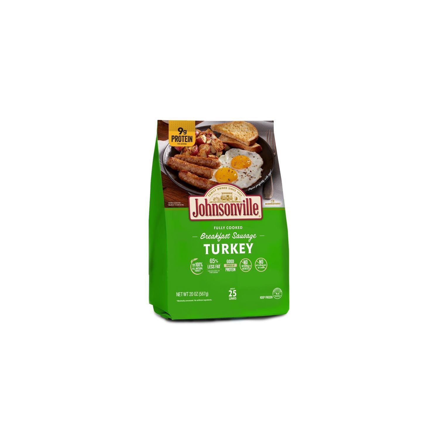 slide 1 of 1, Johnsonville Fully Cooked Turkey Breakfast Sausage Links, 20 oz