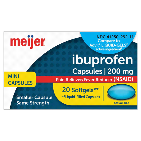 slide 1 of 1, Meijer Ibuprofen Mini Softgels, 20 ct