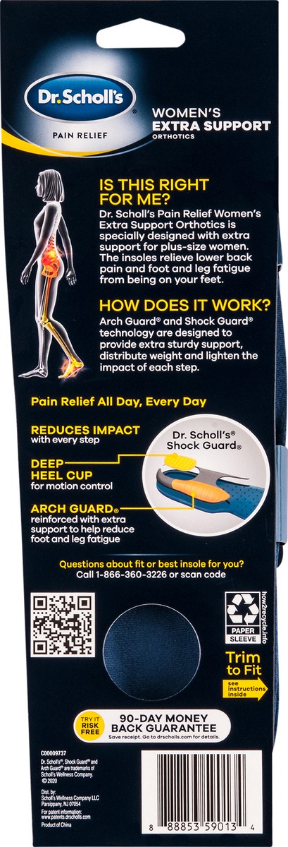 slide 5 of 6, Dr. Scholl's  Extra Support Insoles for Women, Size 6-11, 1 Pair, Trim to Fit Inserts, 2 ct