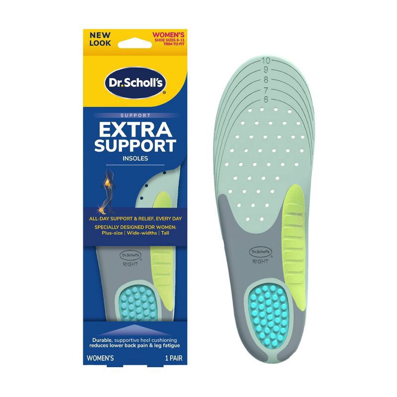 slide 1 of 6, Dr. Scholl's  Extra Support Insoles for Women, Size 6-11, 1 Pair, Trim to Fit Inserts, 2 ct