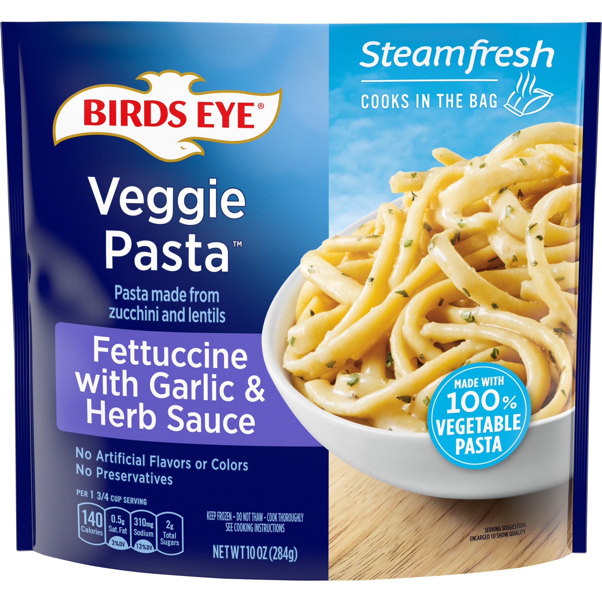 slide 1 of 8, Birds Eye Veggie Pasta Fettucine with Garlic and Herb Sauce, Frozen, 10 oz., 10 oz