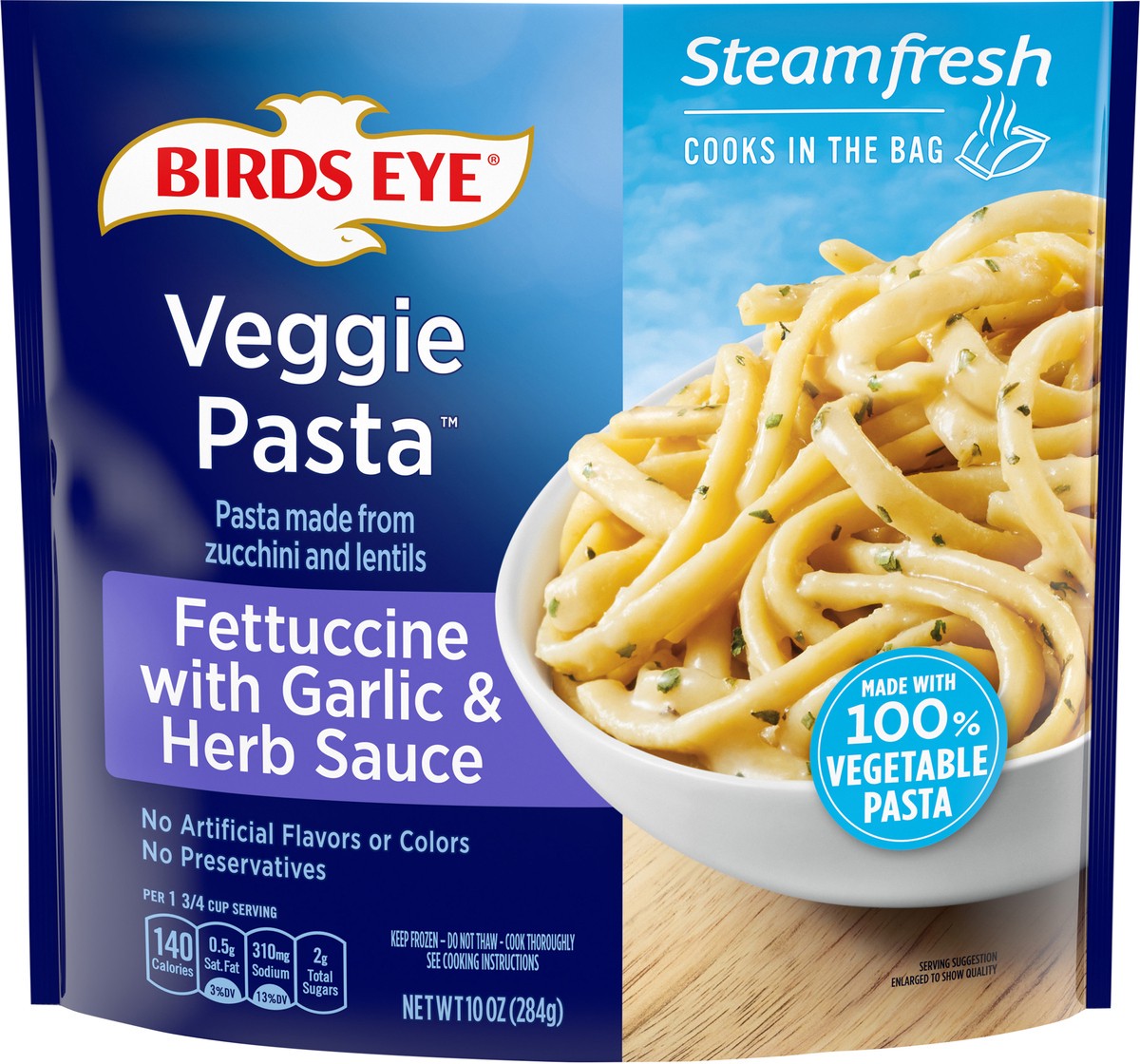 slide 6 of 8, Birds Eye Veggie Pasta Fettucine with Garlic and Herb Sauce, Frozen, 10 oz., 10 oz