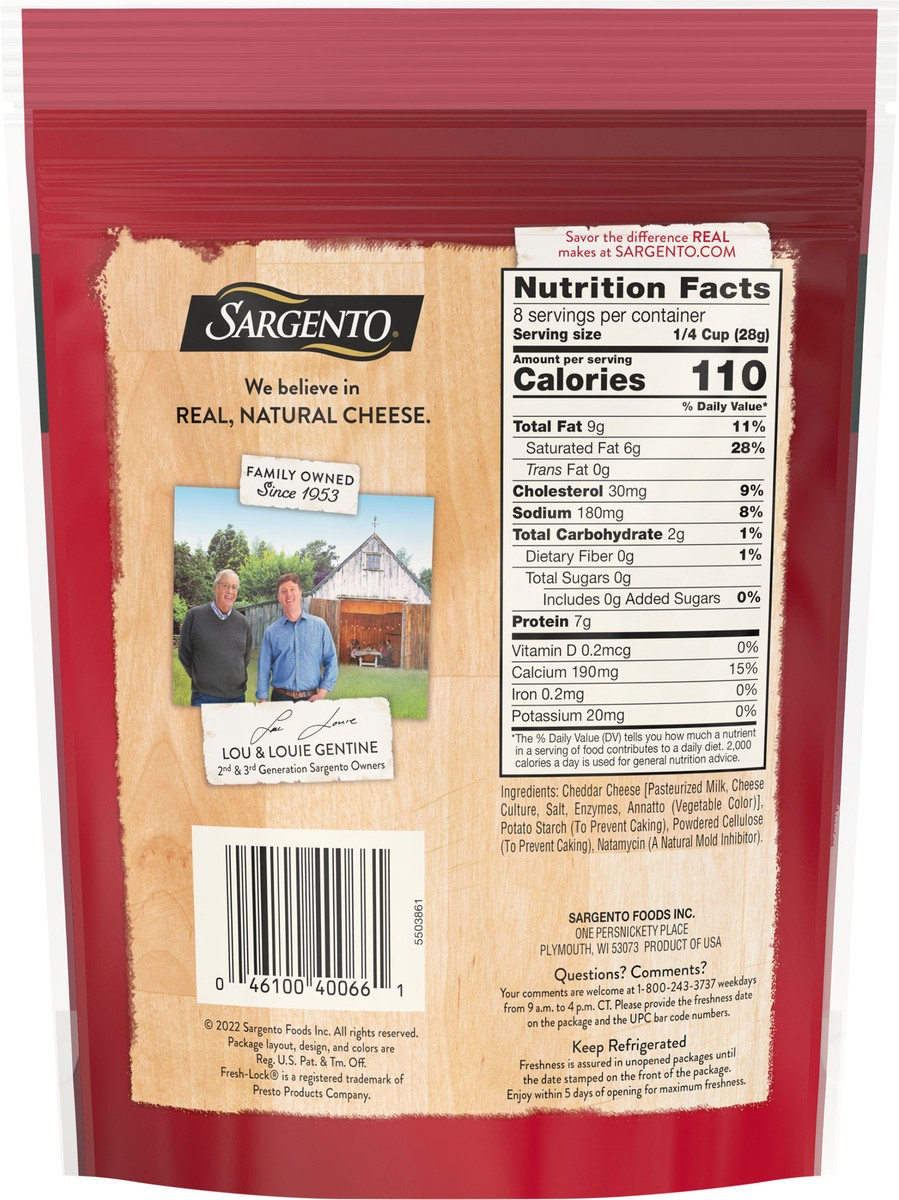 slide 2 of 7, Sargento Shredded Sharp Natural Cheddar Cheese, 8 oz., 8 oz