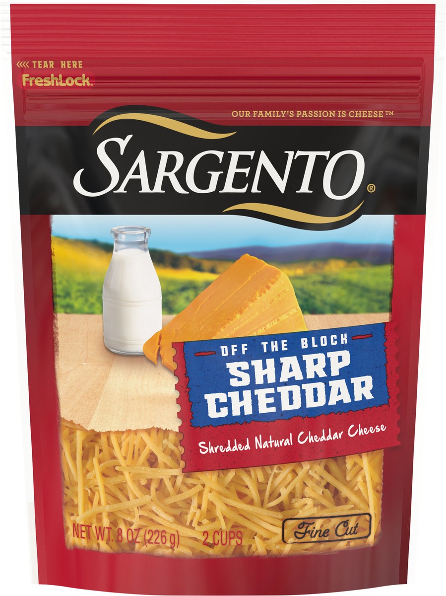 slide 3 of 7, Sargento Shredded Sharp Natural Cheddar Cheese, 8 oz., 8 oz