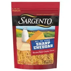 Sargento Shredded Sharp Natural Cheddar Cheese, 8 oz.
