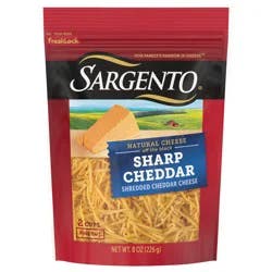 Sargento Shredded Sharp Natural Cheddar Cheese, 8 oz.