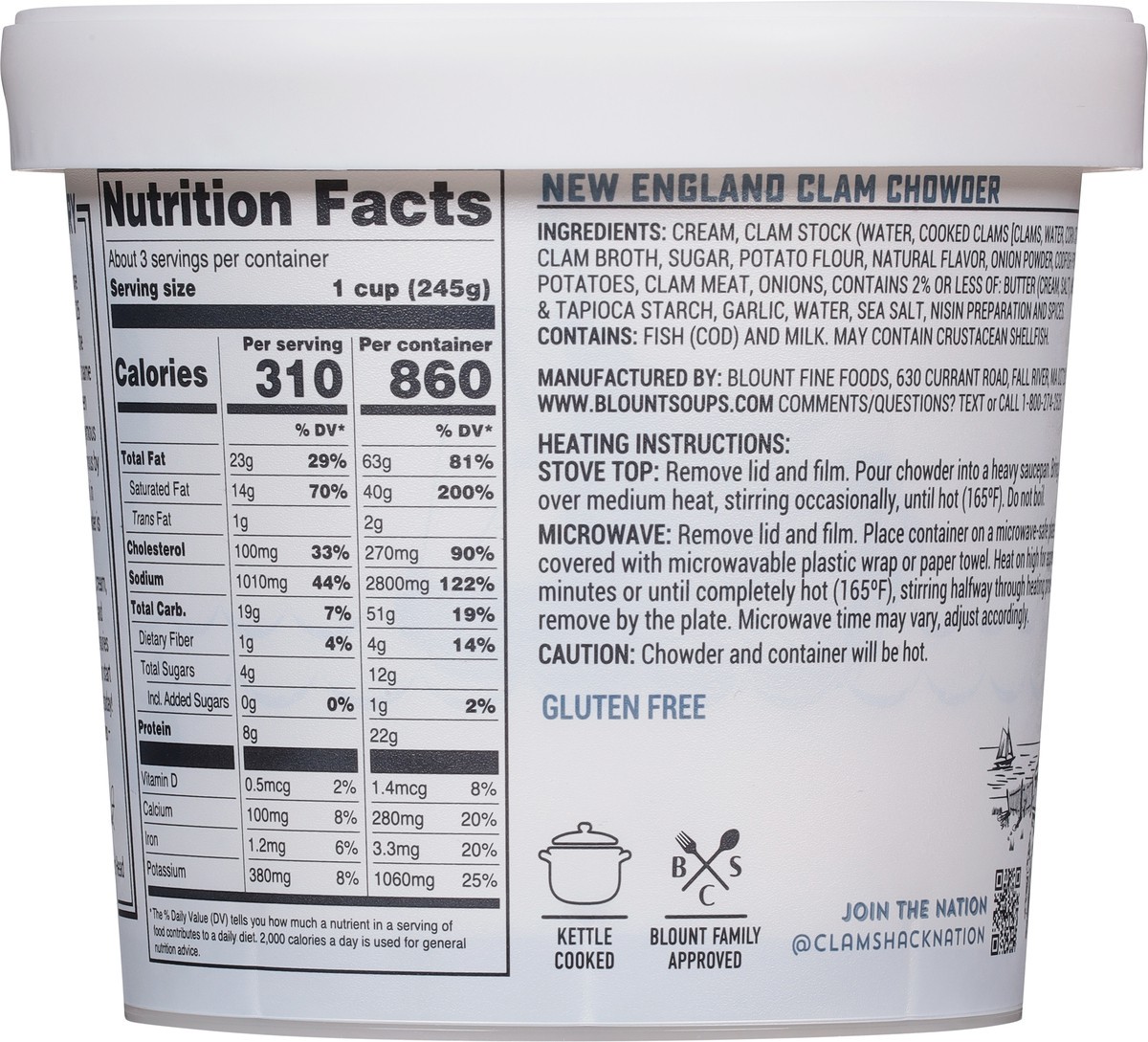 slide 10 of 13, Blount Clam Shack Gluten Free New England Clam Chowder Soup, 24 oz, 24 oz