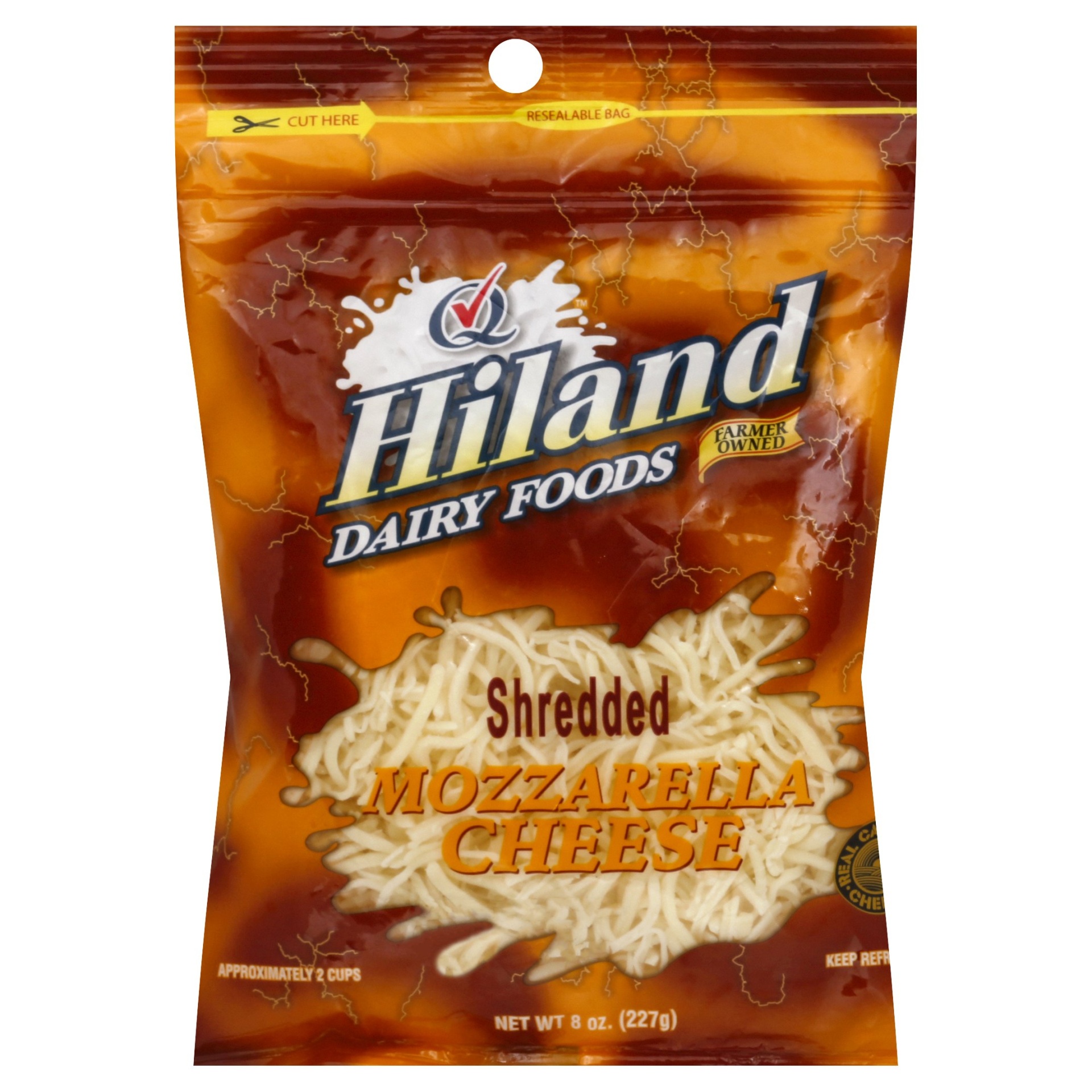 slide 1 of 1, Hiland Dairy Shredded Mozzarella Cheese, 8 oz