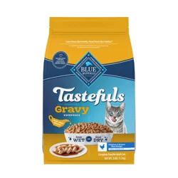 Blue Buffalo Tastefuls Irresistible Gravy Experience Adult Indoor Cat Dry Food, Chicken & Brown Rice Recipe, 3 lb Bag