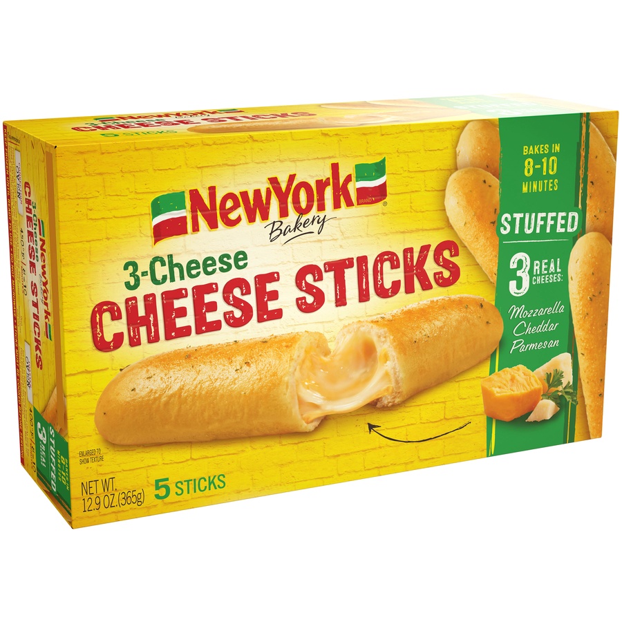 slide 8 of 8, New York Bakery Stuffed 3-Cheese Cheese Sticks 5Ct, 10.75 oz