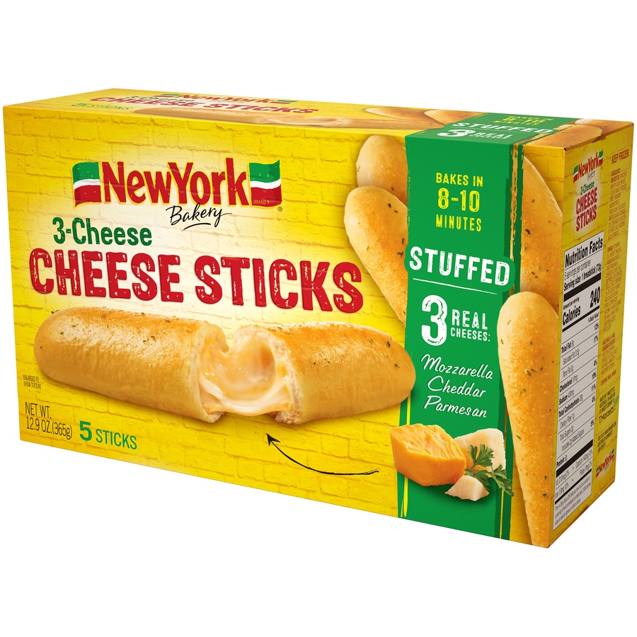 slide 2 of 8, New York Bakery Stuffed 3-Cheese Cheese Sticks 5Ct, 10.75 oz