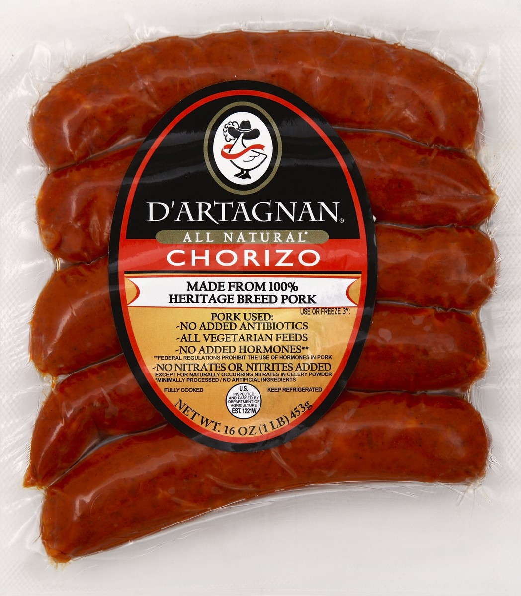 slide 5 of 5, D'Artagnan All Natural Chorizo Pork Sausage, 16 oz