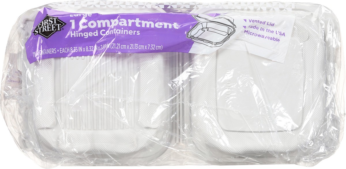 slide 3 of 10, First Street 8x8 1-Compartment Hinged Containers, 75 ct