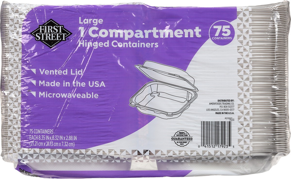 slide 8 of 10, First Street 8x8 1-Compartment Hinged Containers, 75 ct