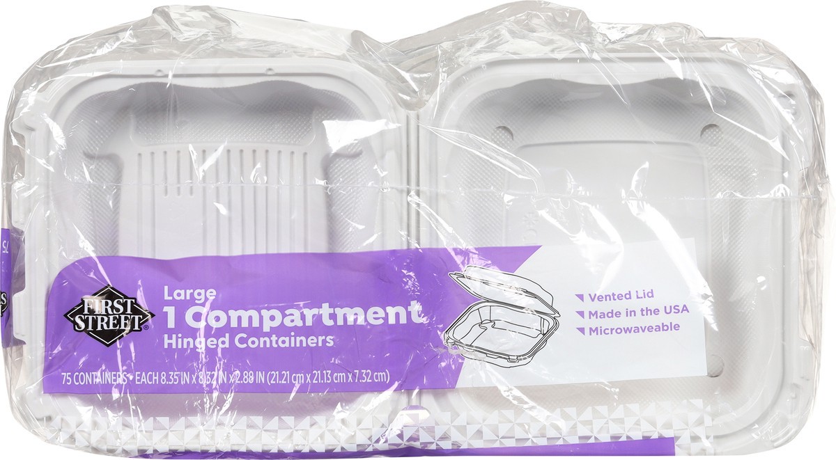 slide 6 of 10, First Street 8x8 1-Compartment Hinged Containers, 75 ct