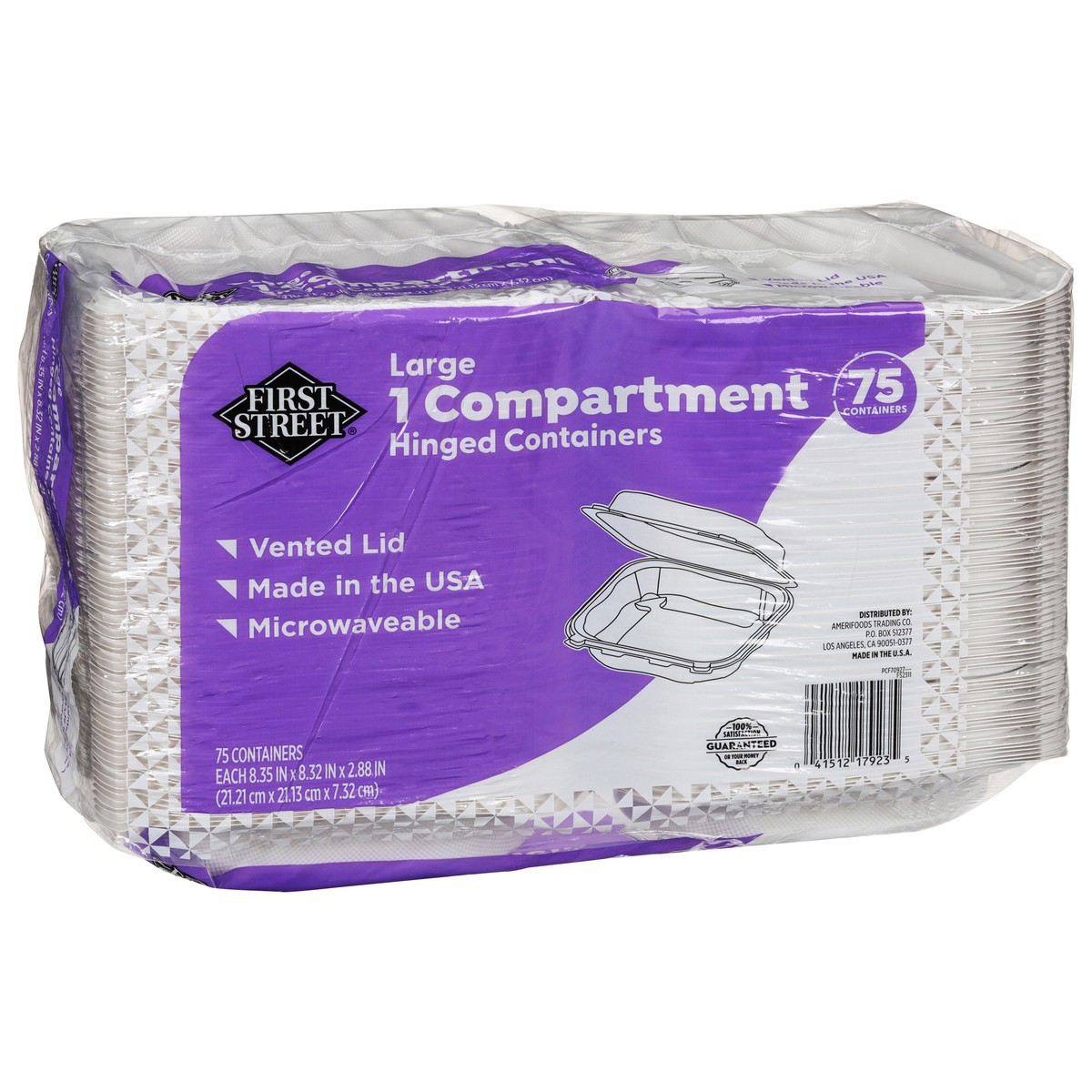 slide 4 of 10, First Street 8x8 1-Compartment Hinged Containers, 75 ct