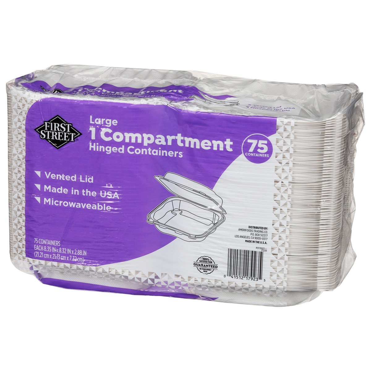 slide 9 of 10, First Street 8x8 1-Compartment Hinged Containers, 75 ct