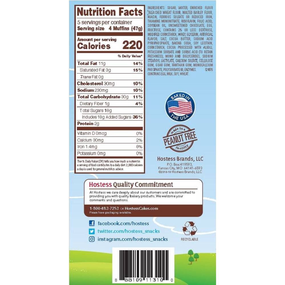 slide 2 of 4, HOSTESS Chocolate Chip Mini Muffins Pouches, 20 ct, 8.25 oz