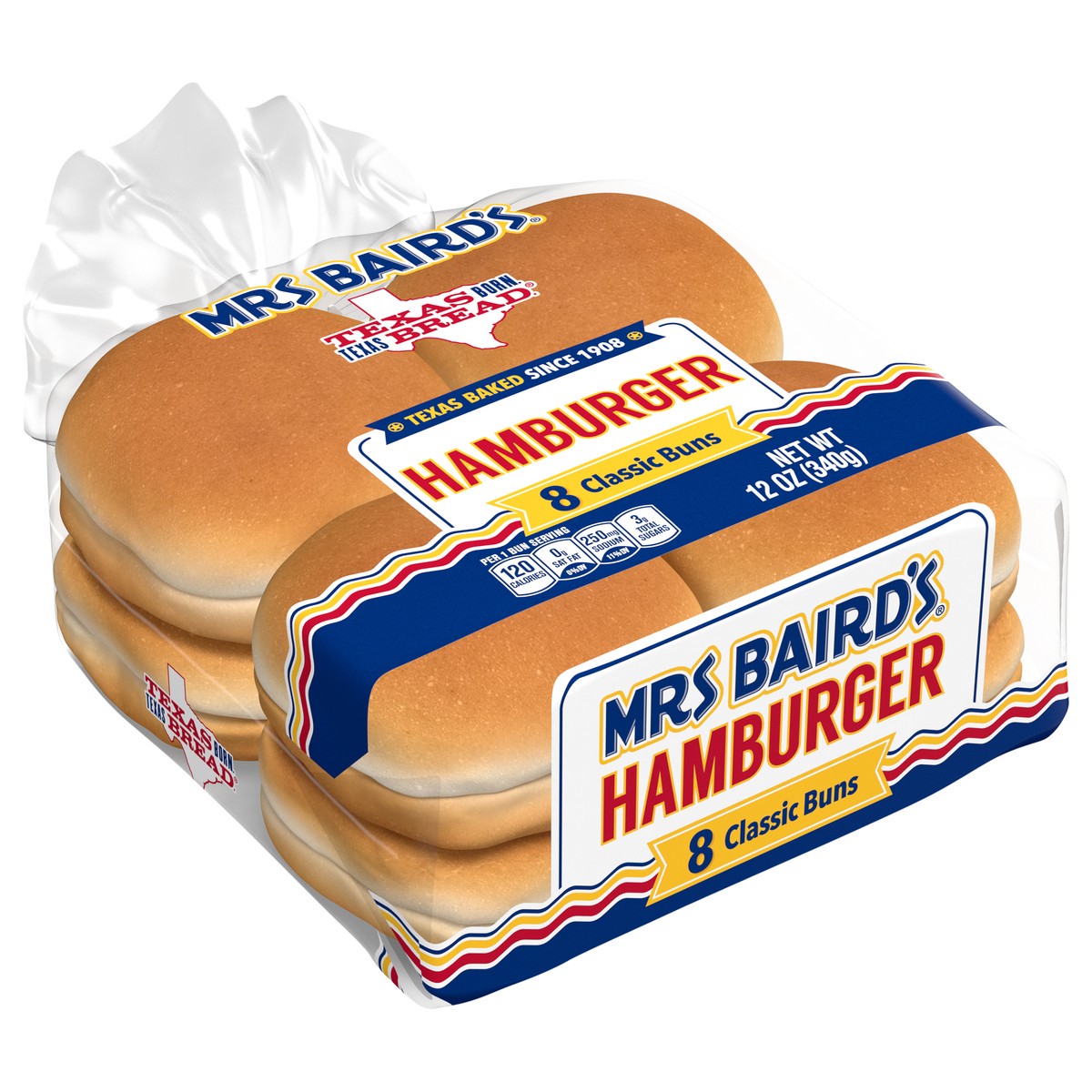 slide 8 of 9, Mrs. Baird's White Hamburger Buns, 8 count, Hamburger Buns, 12 oz Bag, 8 ct