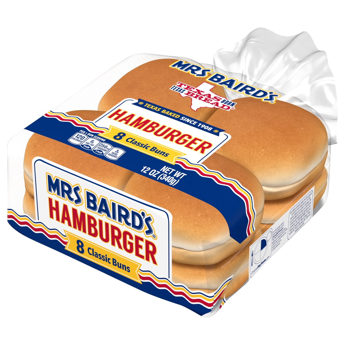 slide 3 of 9, Mrs. Baird's White Hamburger Buns, 8 count, Hamburger Buns, 12 oz Bag, 8 ct