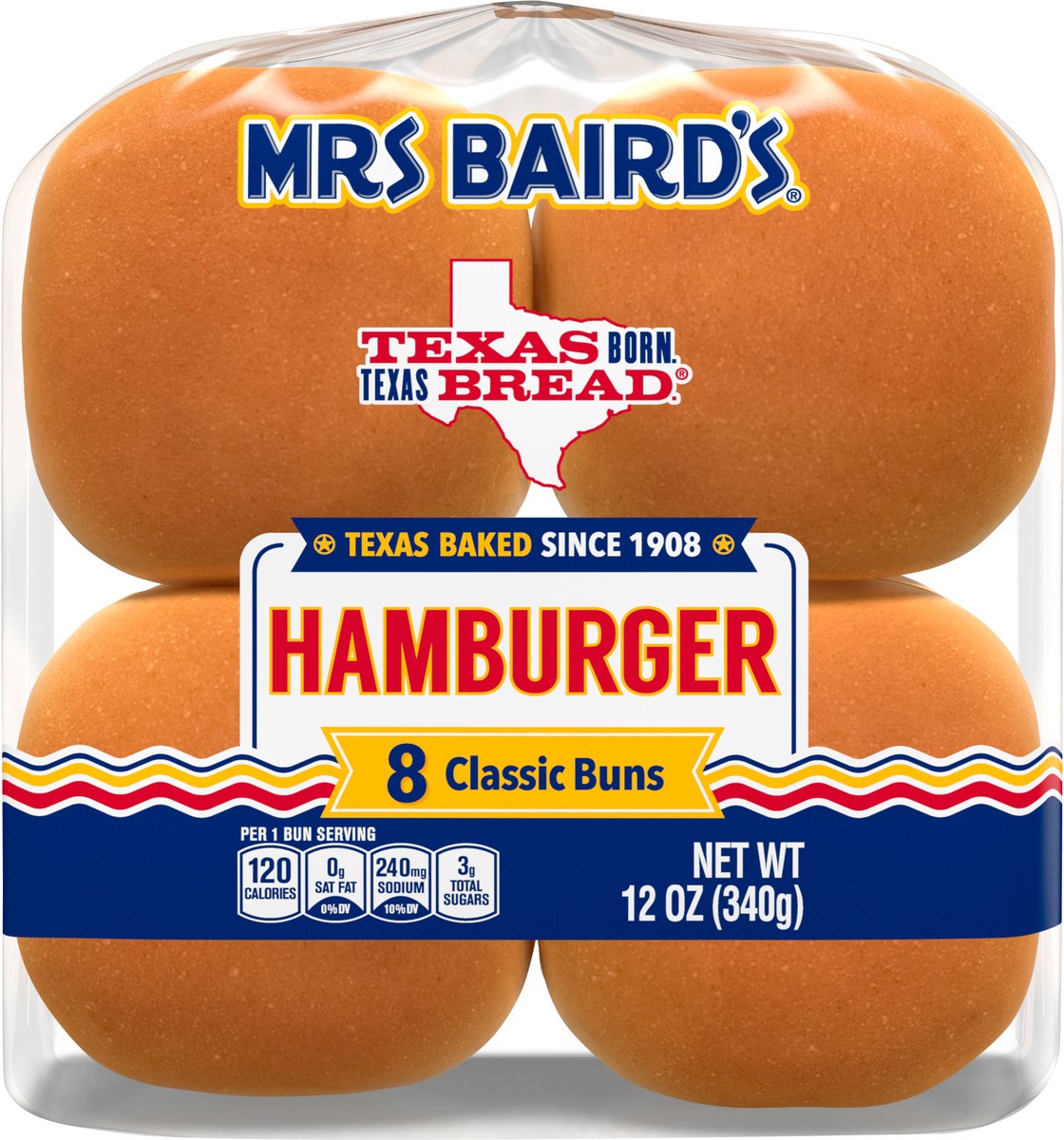 slide 5 of 9, Mrs. Baird's White Hamburger Buns, 8 count, Hamburger Buns, 12 oz Bag, 8 ct