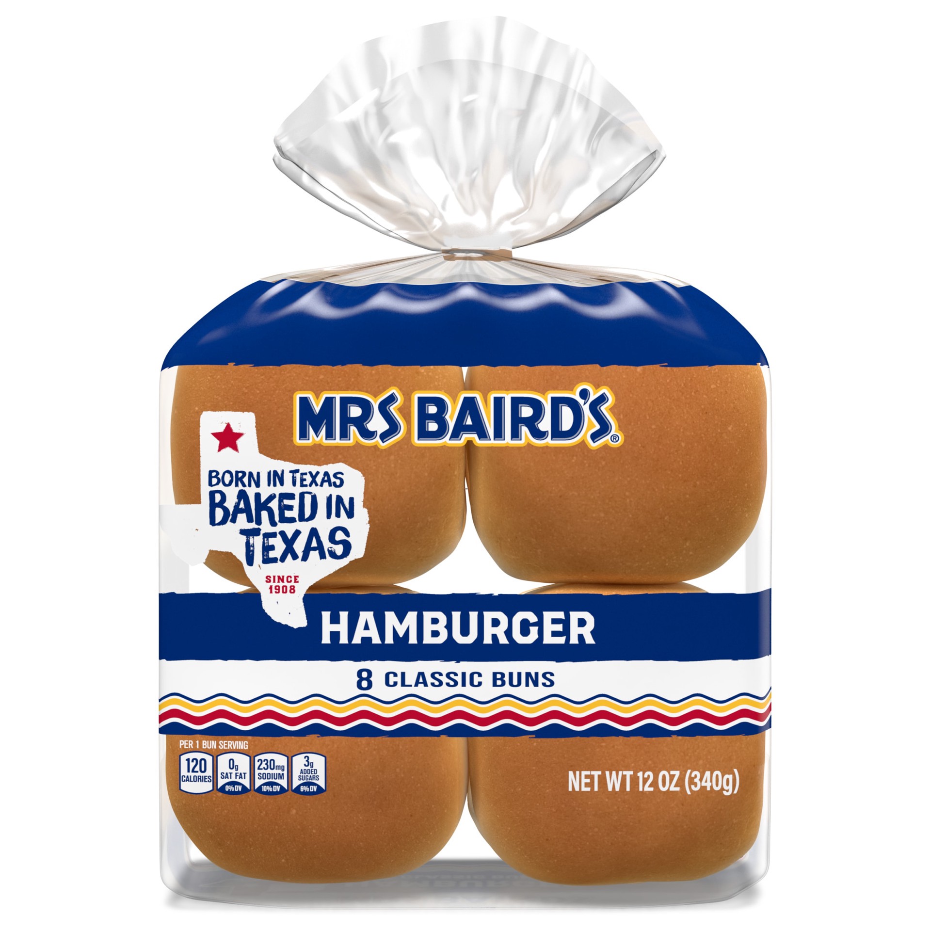 slide 1 of 9, Mrs. Baird's White Hamburger Buns, 8 count, Hamburger Buns, 12 oz Bag, 8 ct