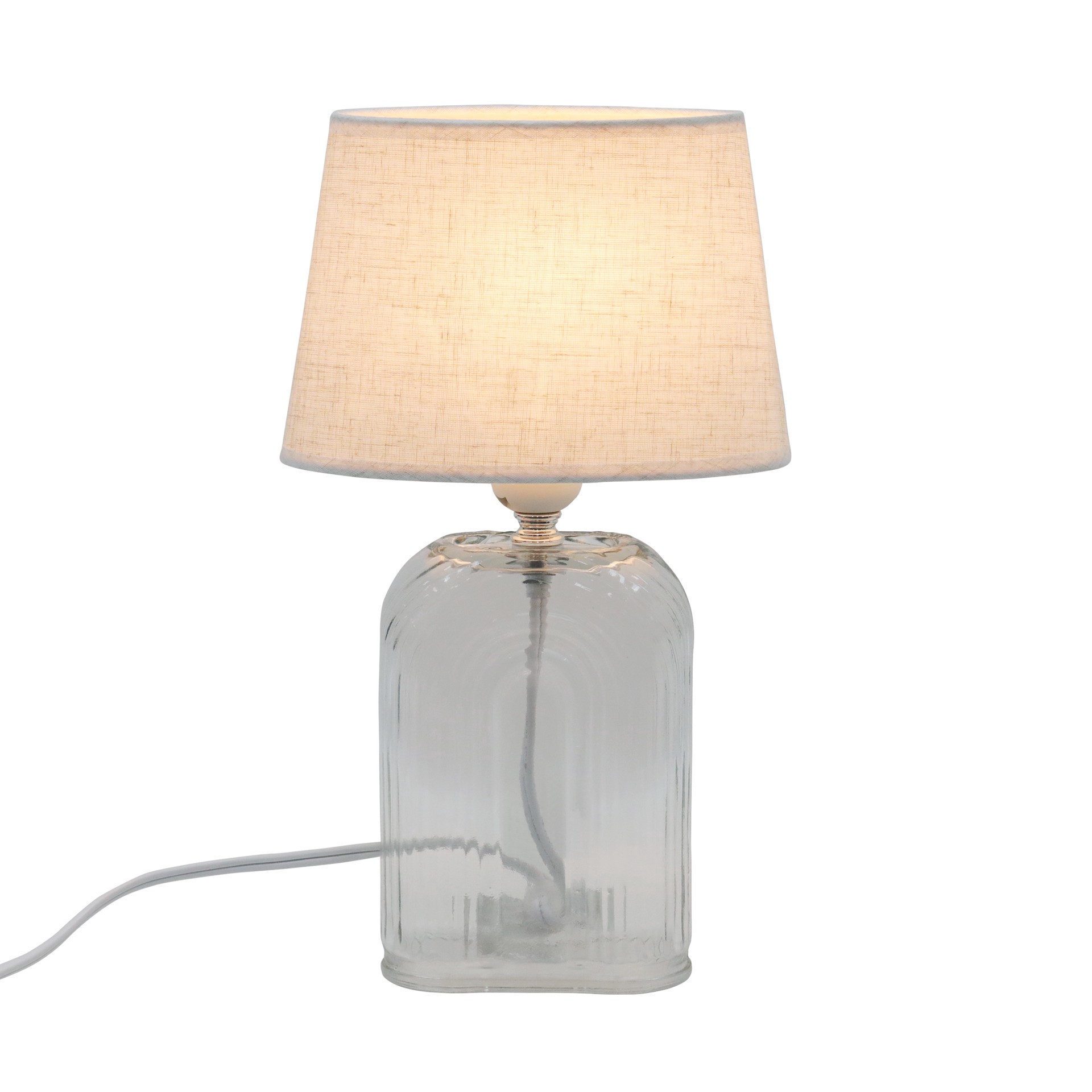 slide 2 of 2, 14" Ribbed Arches Glass Tabletop Lamp With Fabric Shade By Ashland, 8 in x 5 in x 14 in