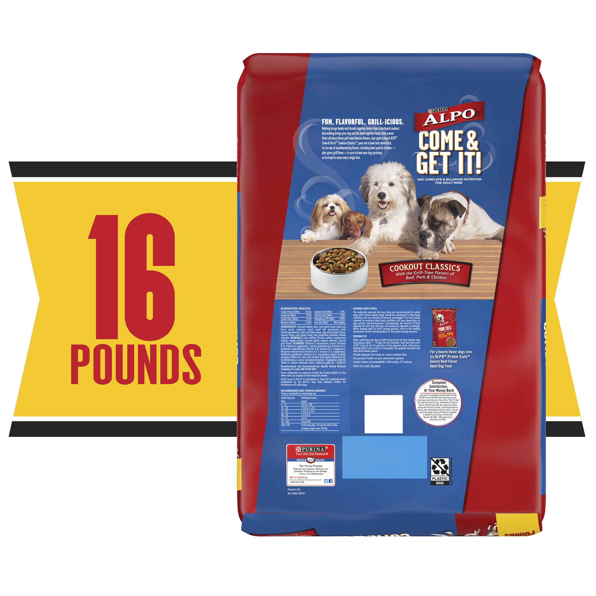 slide 4 of 8, ALPO Purina ALPO Dry Dog Food, Come & Get It! Cookout Classics, 16.25 lb